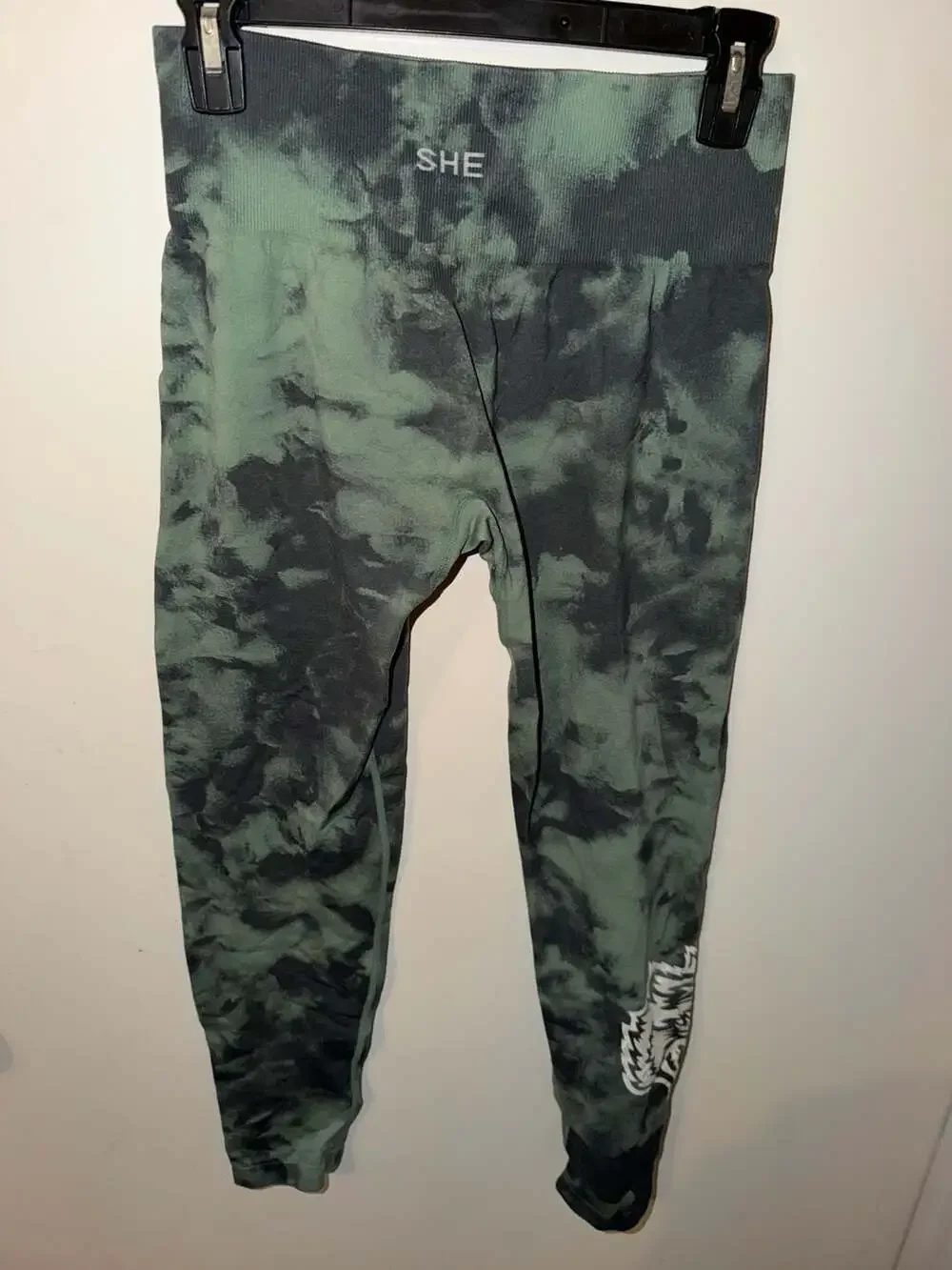 Darc Sport Everson Seamless Leggings in Green Marble Tie-Dye